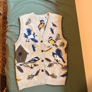 Northern Reflections Knit Vest with Bird Design